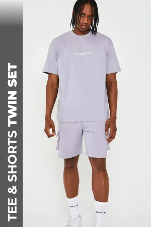 Acton T-Shirt & Cargo Short Set - Thistle Grey