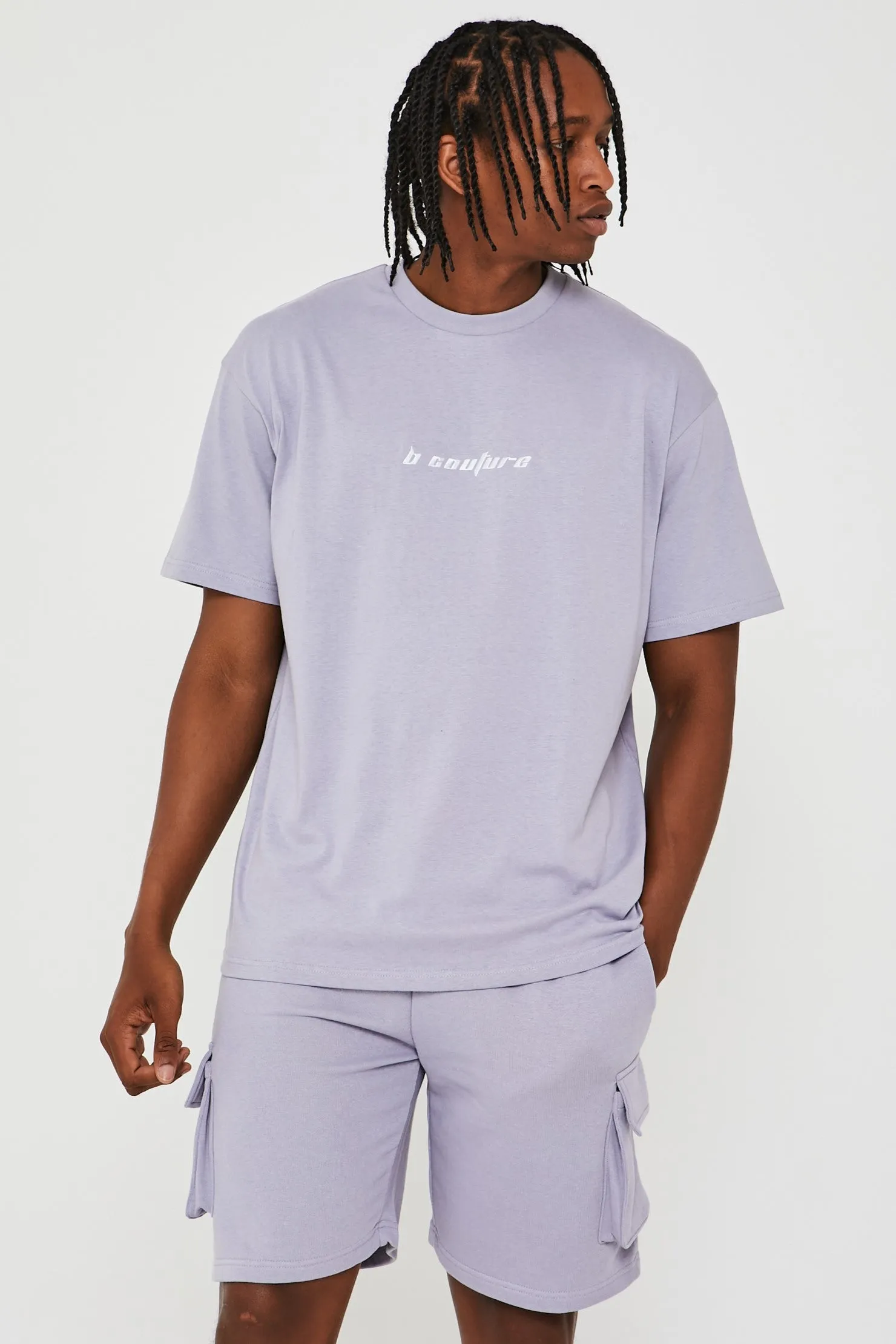 Acton T-Shirt & Cargo Short Set - Thistle Grey