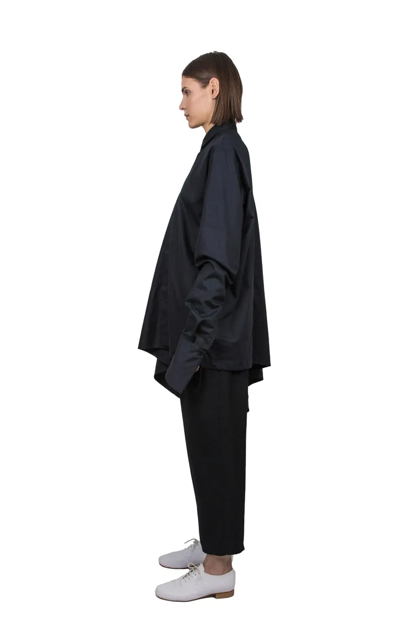 Black asymmetric circle shirt