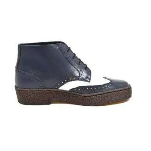 British Walkers Wingtip Two Tone Men's Navy and White Leather