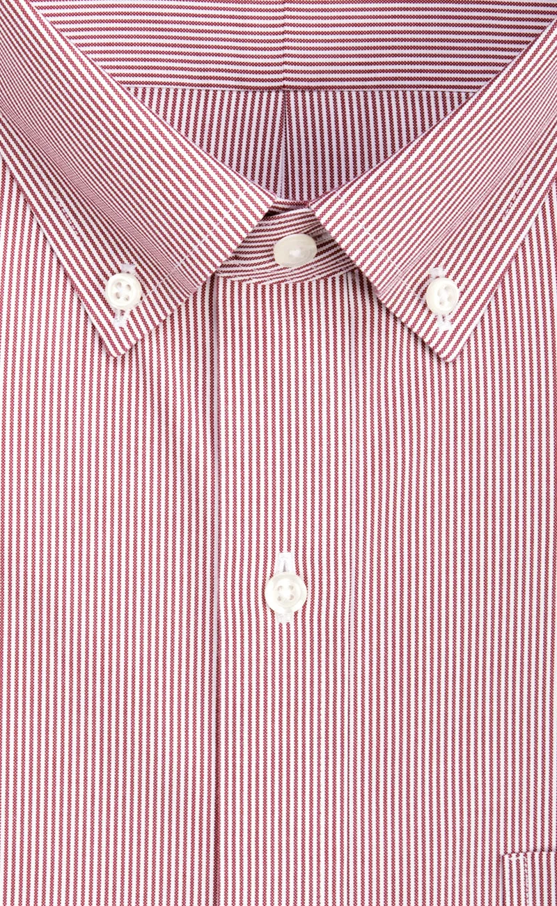 Classic Fit Red Fine Line Button-Down Collar Supima® Cotton Non-Iron Pinpoint Oxford Dress Shirt