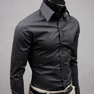 Men Long Sleeve Casual Slim Fit Solid Color Shirt