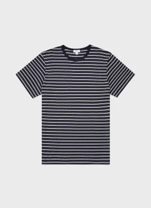 Men's Classic T-shirt in Navy/Ecru Tramline Stripe