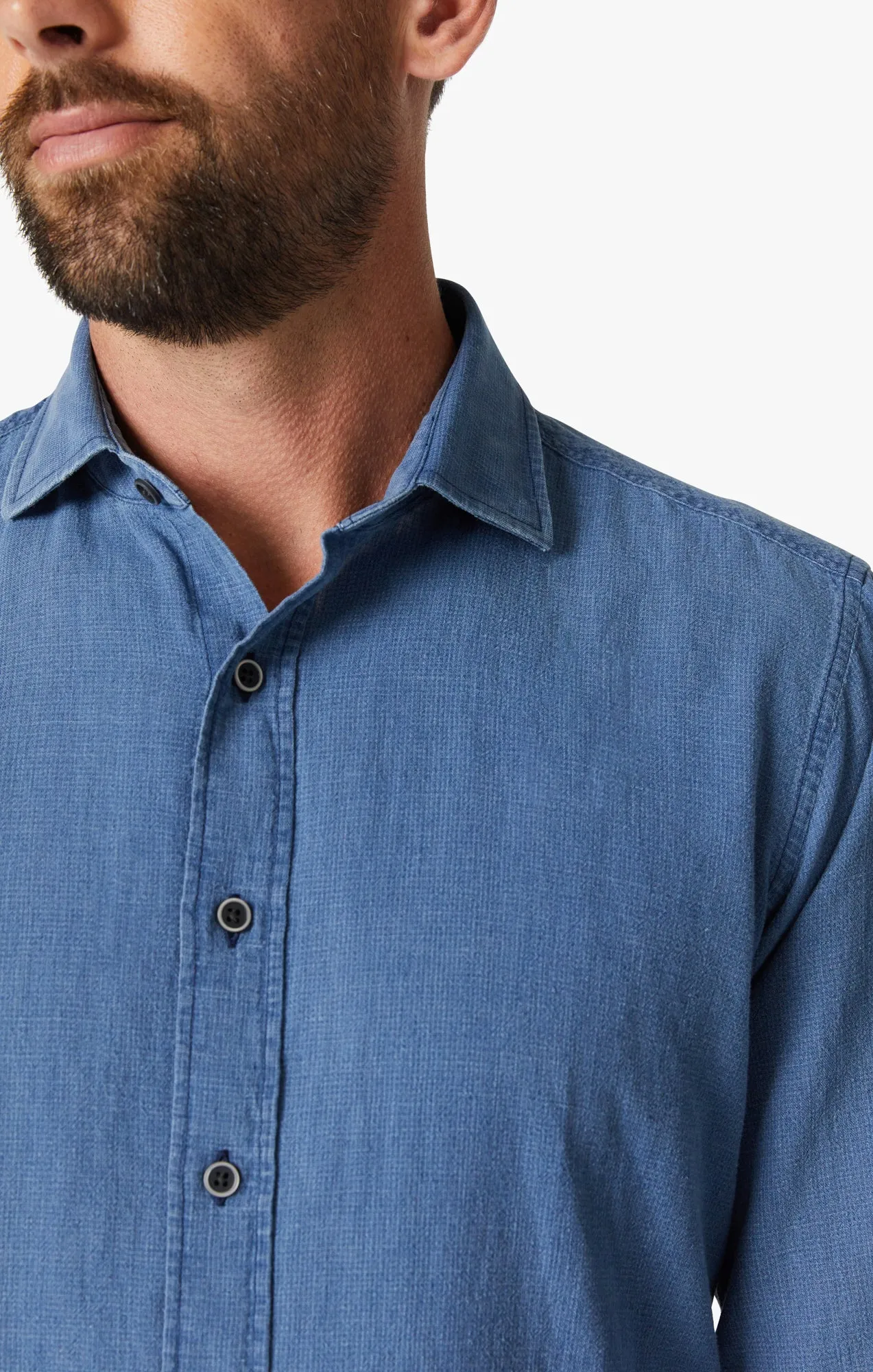 Mini Check Shirt in Indigo