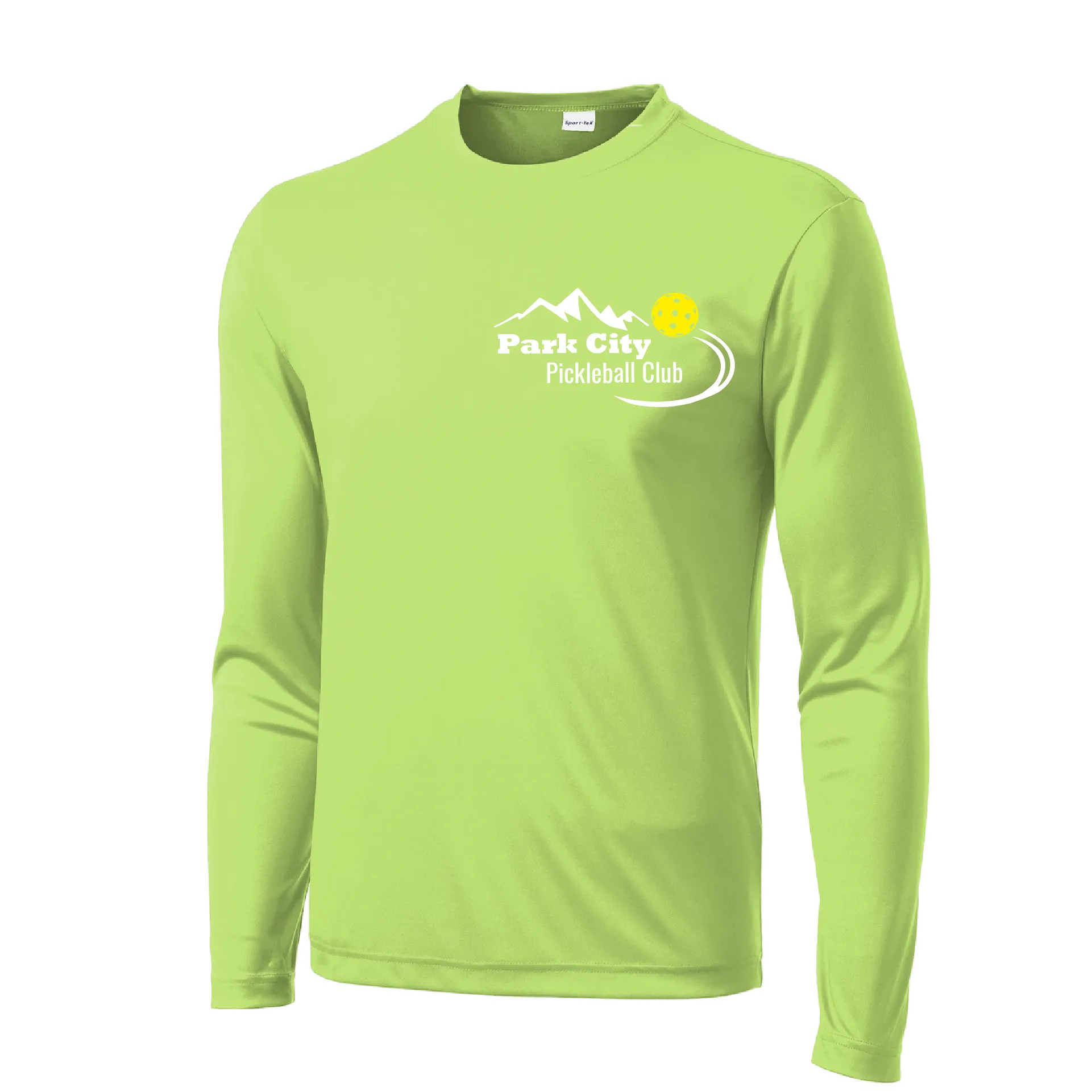 Park City Pickleball Club (Red Words) Customizable | Men's Long Sleeve Athletic Shirt | 100% Polyester