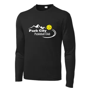 Park City Pickleball Club (Red Words) Customizable | Men's Long Sleeve Athletic Shirt | 100% Polyester