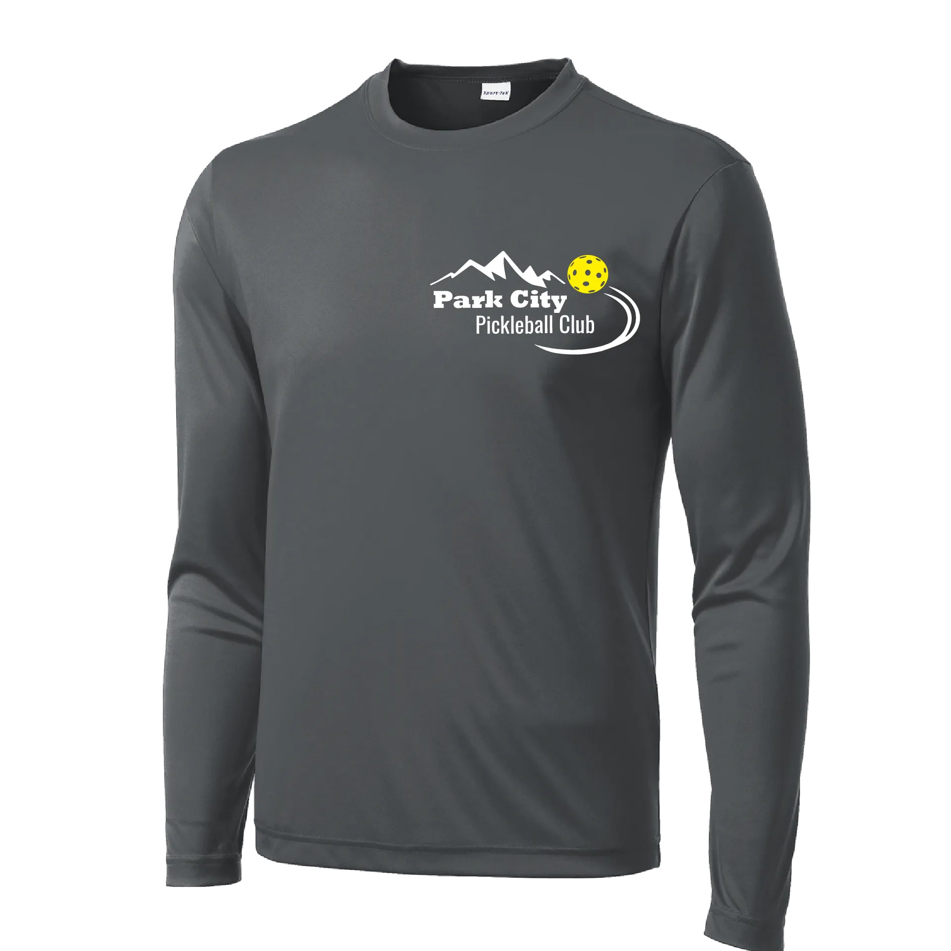 Park City Pickleball Club (Red Words) Customizable | Men's Long Sleeve Athletic Shirt | 100% Polyester