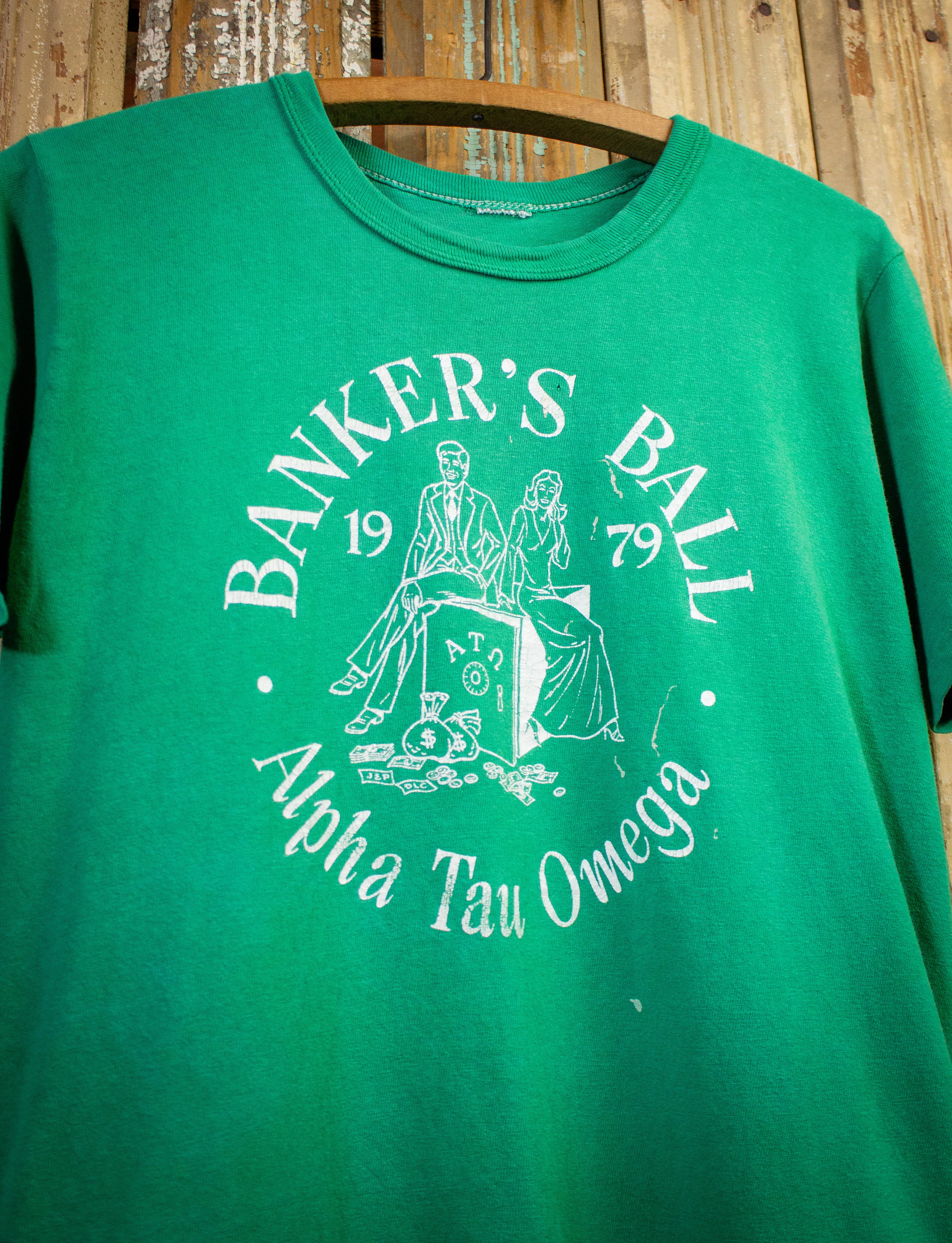 Vintage Banker's Ball Graphic T Shirt 1979 Green Small