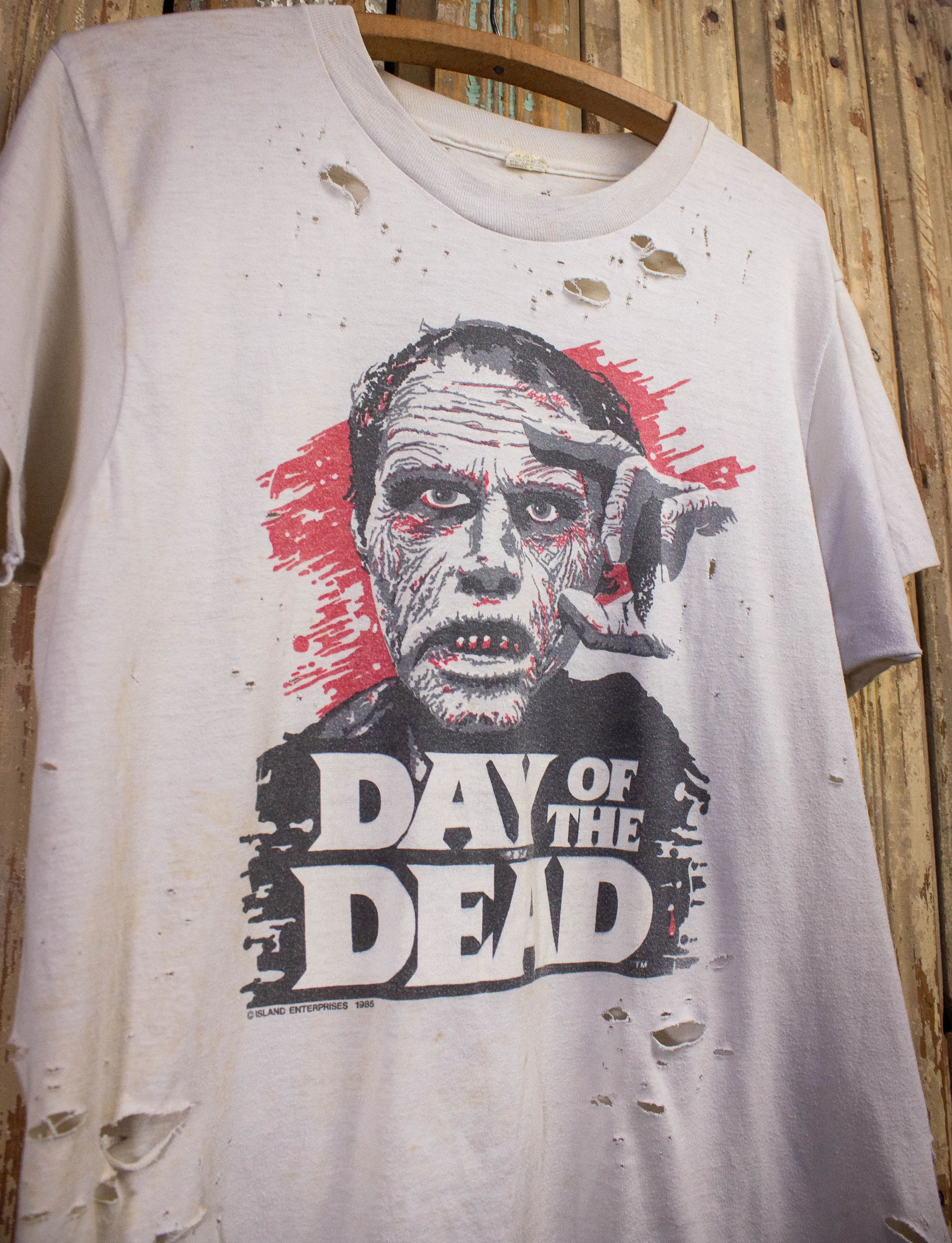 Vintage Day of the Dead Graphic T Shirt 1985 White Medium