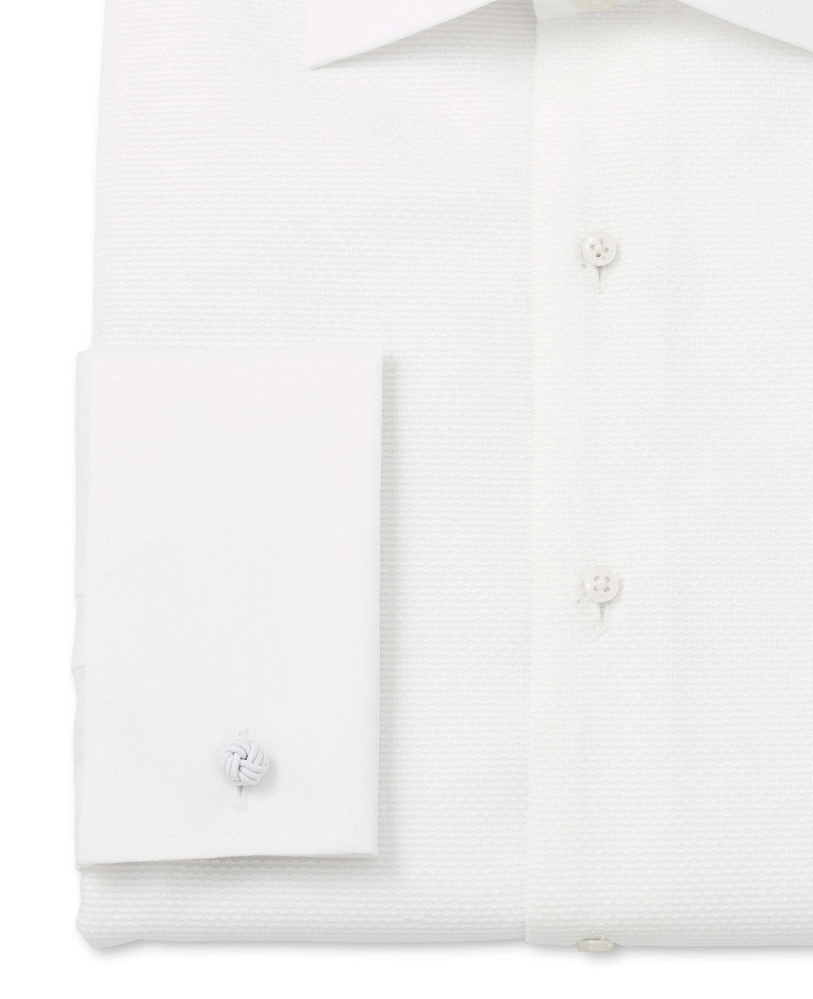 White Marcella Bib Front Slim Fit Evening Double Cuff Formal Shirt