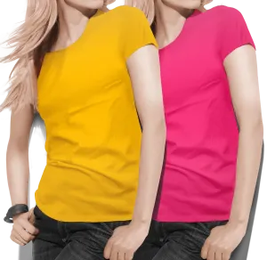 Women's round neck Mustard/Pink Value pack